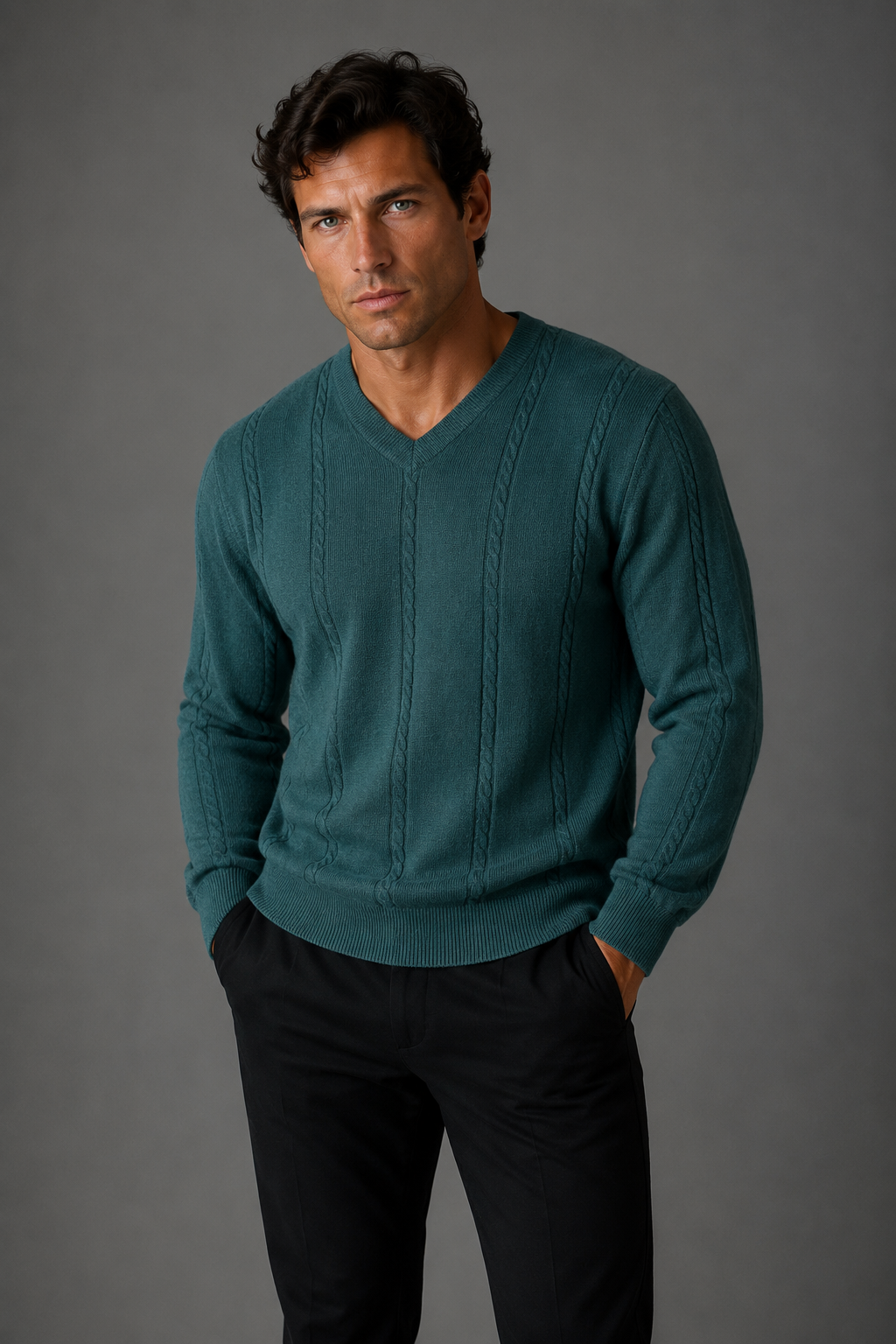 Cable V neck Pullover