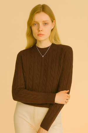 Pure Wool Cabled Crew Neck Knit on Australia