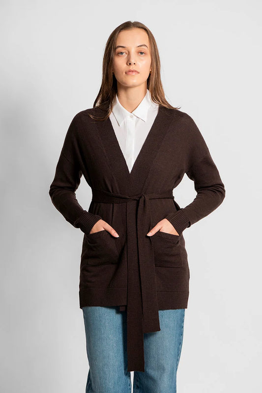 Fields - Longline Cardigan with Back Yoke and Belt