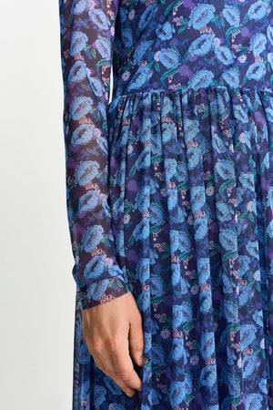 RICH & ROYAL LONG MESH DRESS WITH PRINT