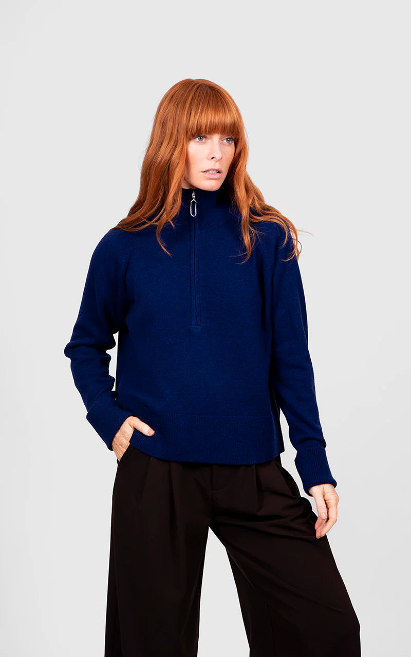 Bridge & Lord - 1/2 Zip Raglan Pullover With Turn-Up Cuffs