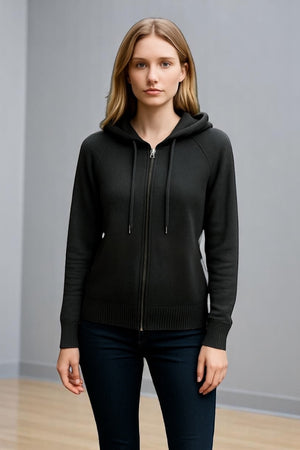 Pure cashmere two way Full zip hoodie No pockets