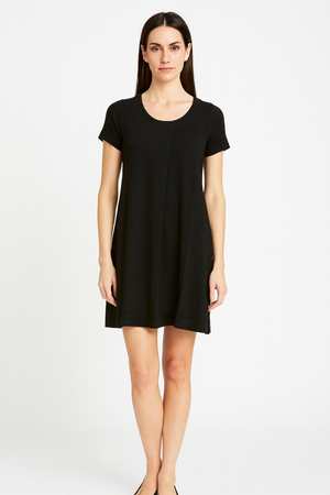 Fields Black Dress Short Sleeves With Side Pockets