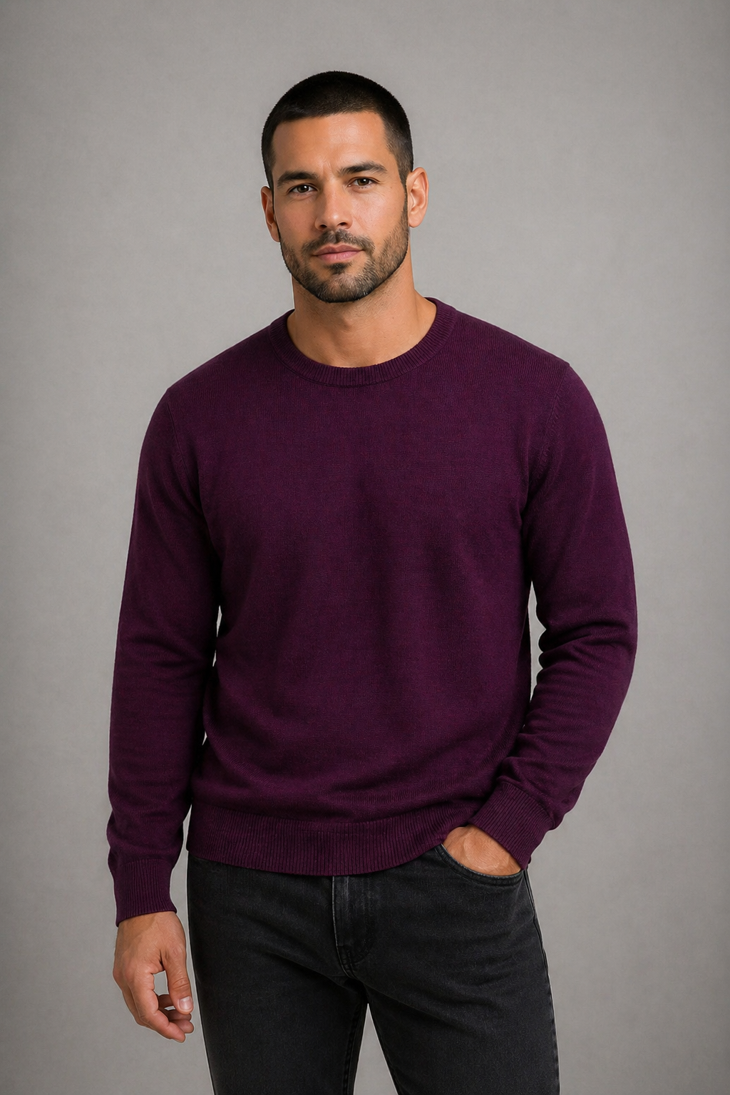 Fields Classics - Crew Neck Pullover with Rib Basque