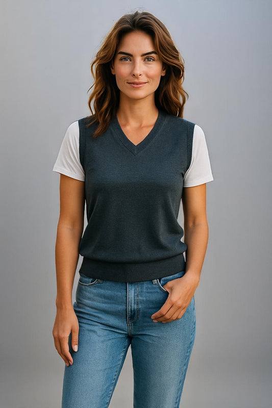 Sovrano Vest Deep vee neck Pure Merino Wool