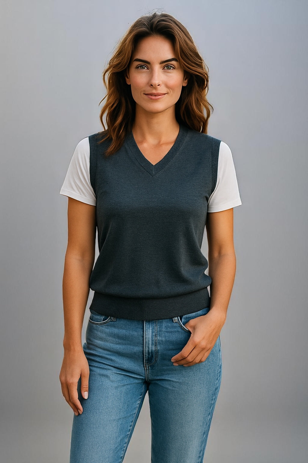 Sovrano Vest Deep vee neck Pure Merino Wool