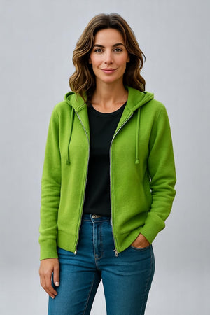 Pure cashmere two way Full zip hoodie No pockets