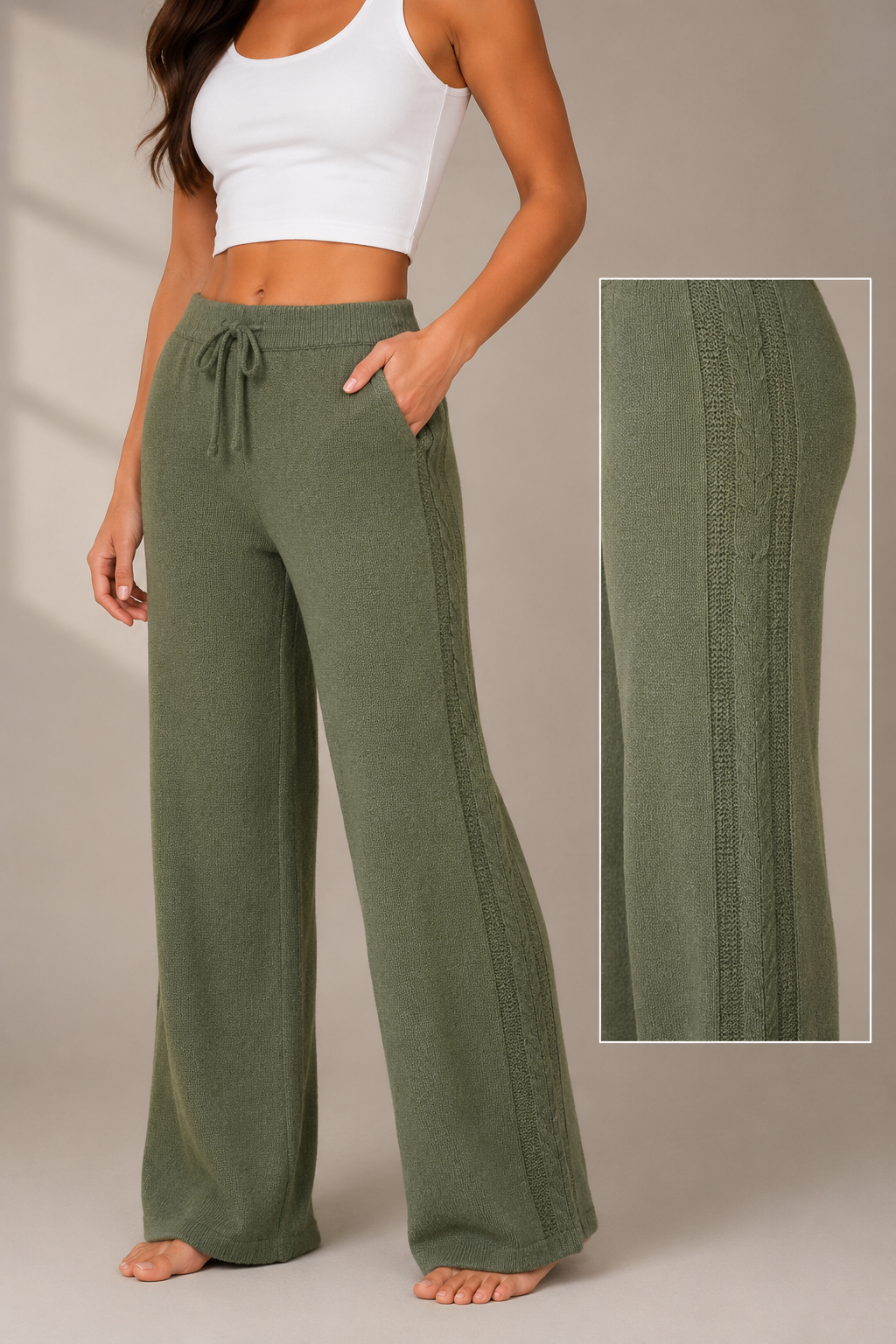 BELLA DAHL CABLE STRIPE STRAIGHT LEG PANT