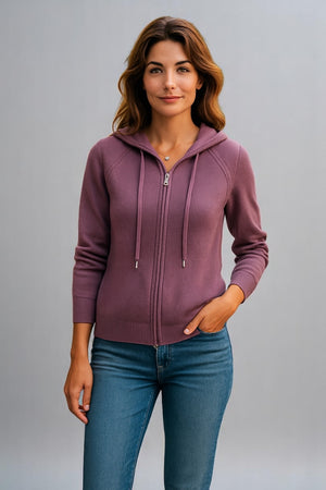 Pure cashmere two way Full zip hoodie No pockets