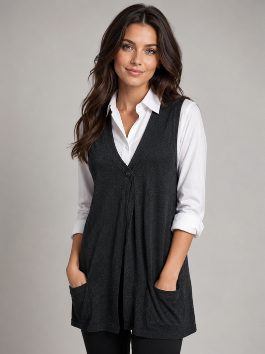Fields knitwear vest With one Buttons And Pockets