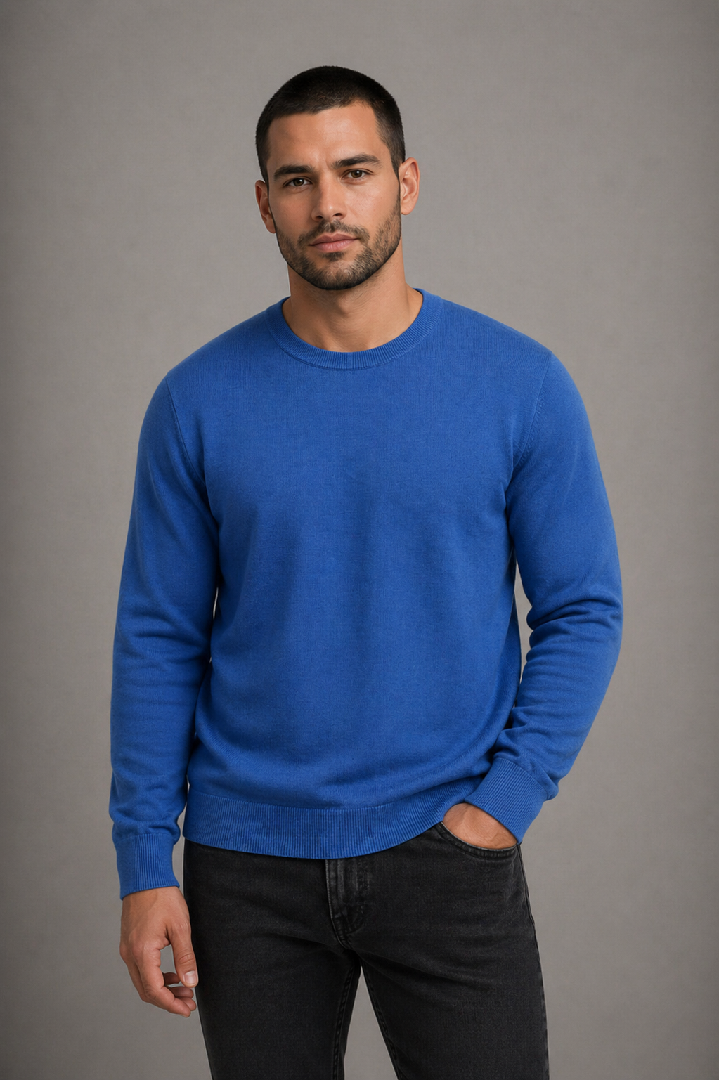 Fields Classics - Crew Neck Pullover with Rib Basque