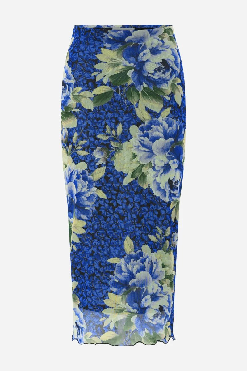 RICH & ROYAL MIDI SKIRT FLOWER-PRINT