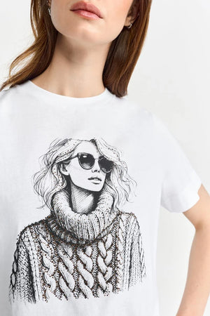 RICH & ROYAL WEISSES T-SHIRT MIT PRINT