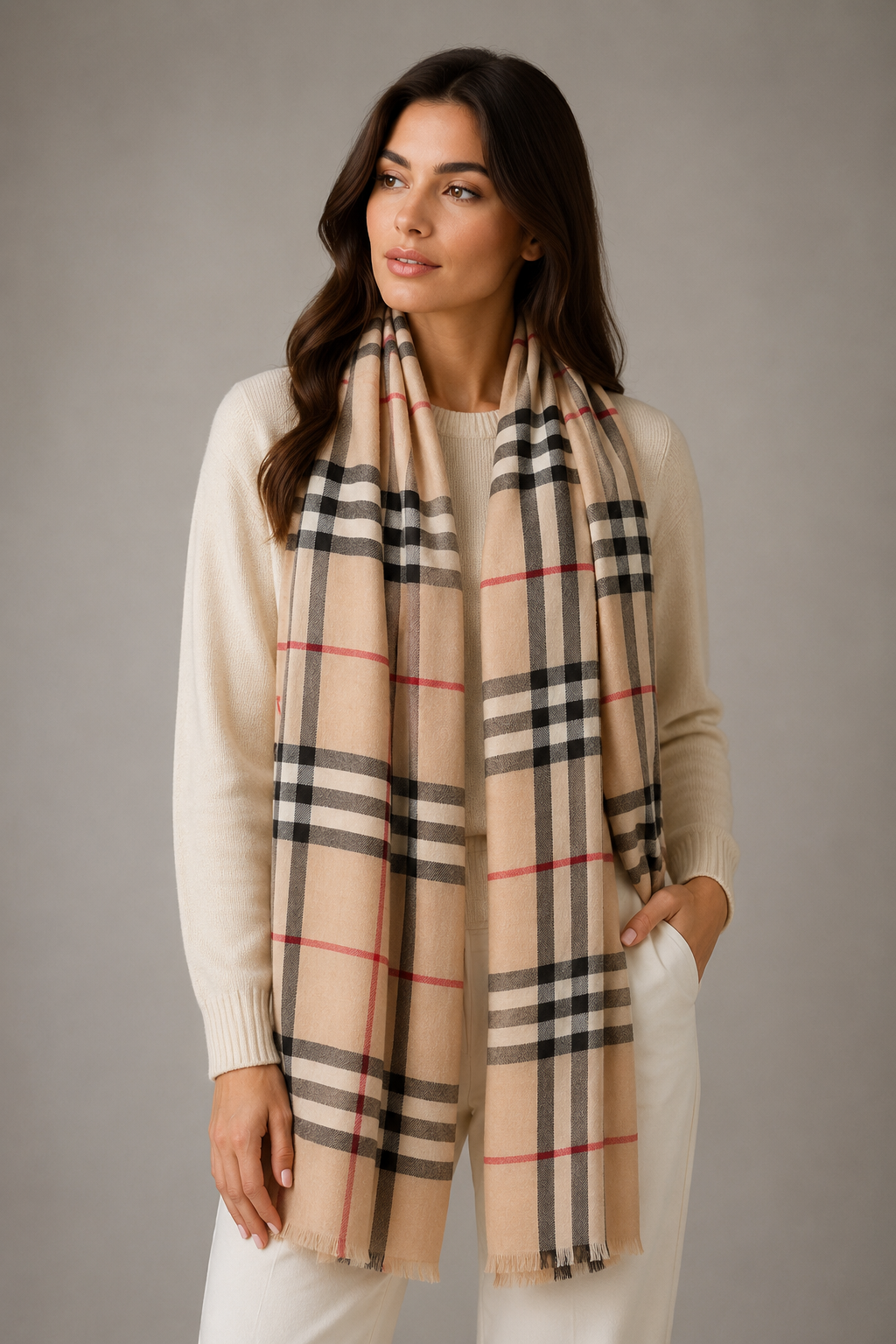 UNISEX EXTRA FINE PURE CASHMERE PATTERNED SCARF