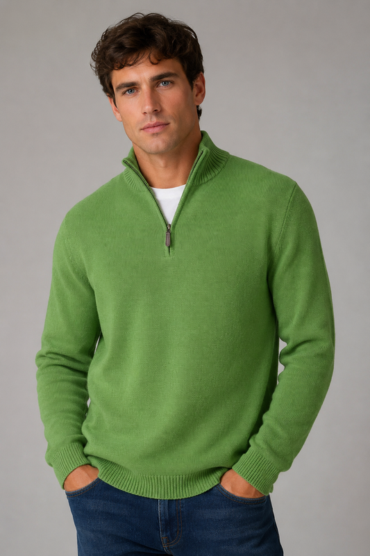 ANSETT GOLD CASHMERE / MERINO SLIM FIT HIGH NECK ZIP COLLAR (Copy)
