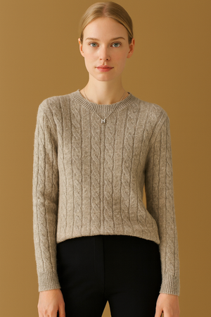 Pure Wool Cabled Crew Neck Knit on Australia