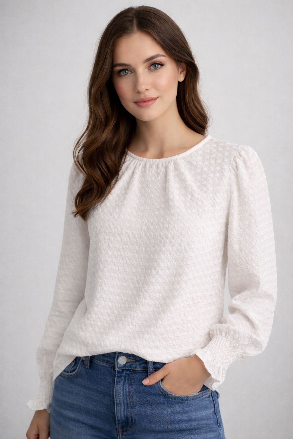 RICH & ROYAL PATTERNED SWEATER FLURRY SLEEVES