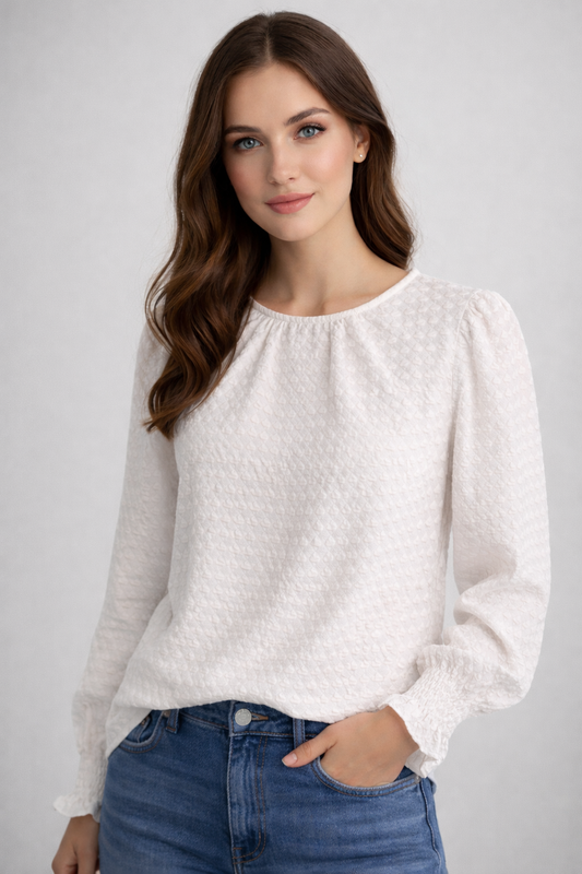 RICH & ROYAL PATTERNED SWEATER FLURRY SLEEVES