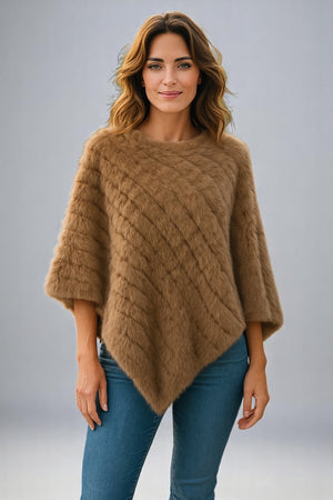 Angora Fur Knitted Natural Fur Poncho