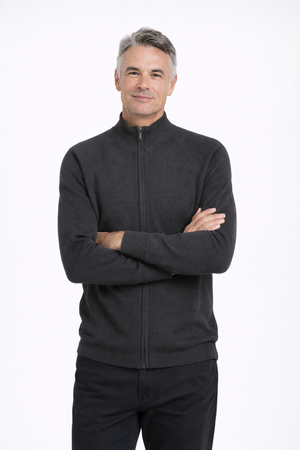 MTF MEN LONG SLEEVE WITH 2 WAY ZIP POINTELLE CARDIGAN