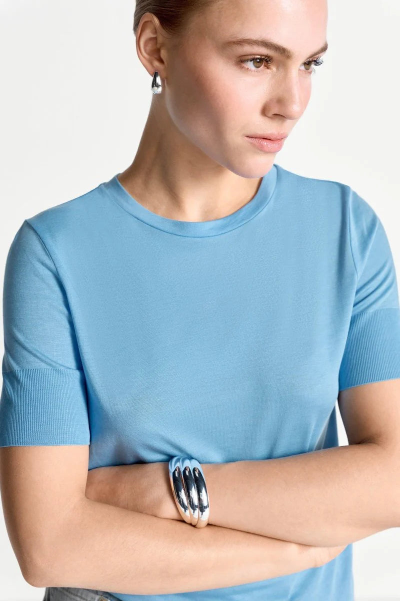RICH & ROYAL T-SHIRT WITH RIBBED CUFFS