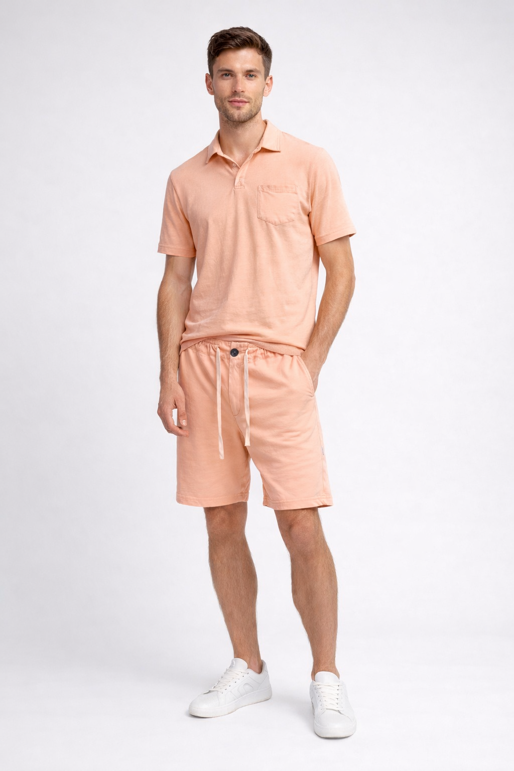 CROSSLEY COLLAR TOP WITH SIDE POCKET AND SHORTS SET MADE IN ITALY