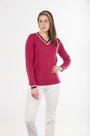 VEE PULLOVER WITH STRIPES