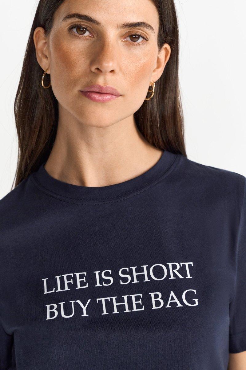 RICH & ROYAL PURE COTTON NAVY T-SHIRT WITH STATEMENT PRINT