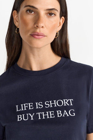 RICH & ROYAL PURE COTTON NAVY T-SHIRT WITH STATEMENT PRINT