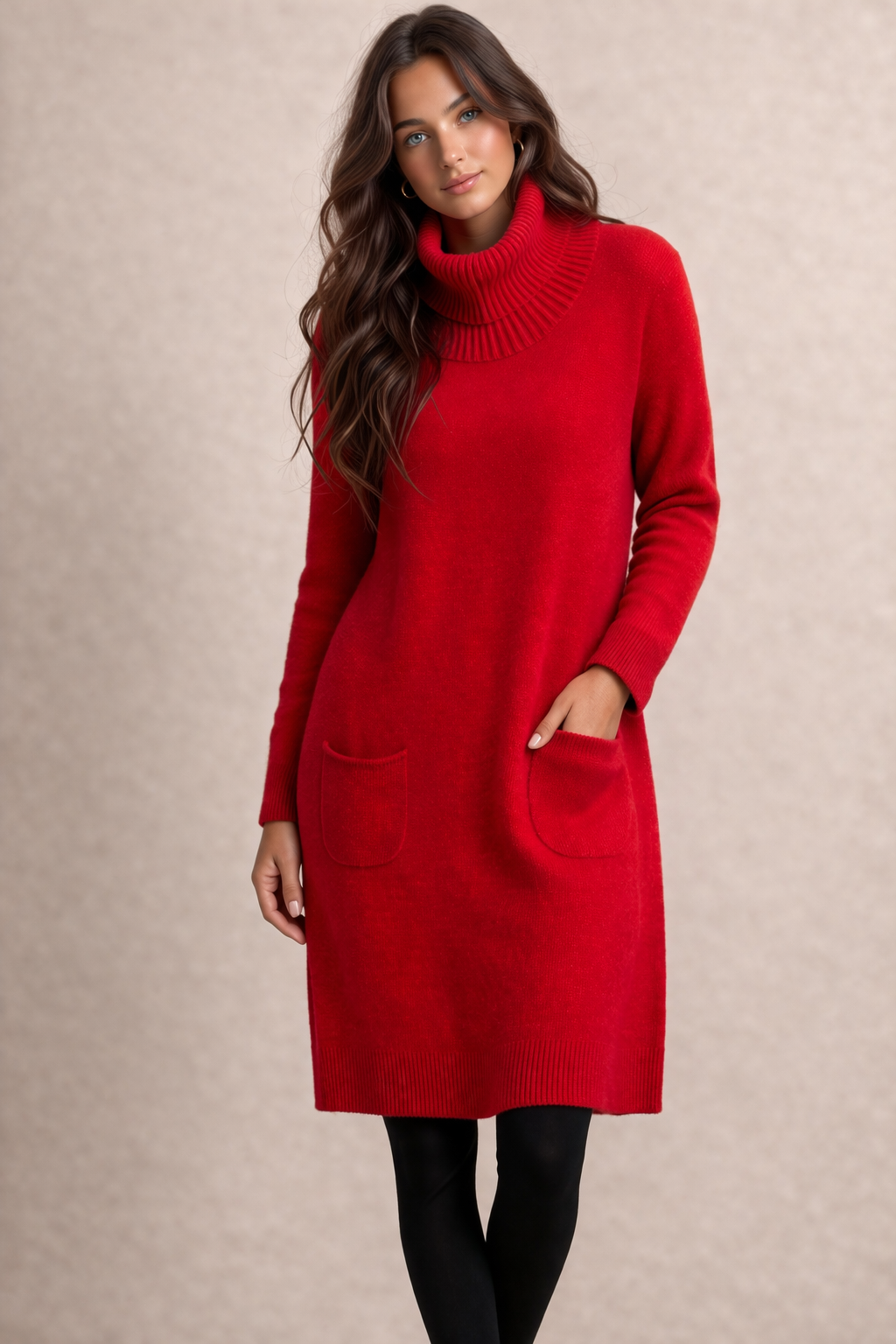 Bella Turtle Neck Dress With Pockets