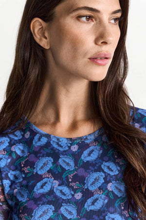 RICH & ROYAL LONG MESH DRESS WITH PRINT