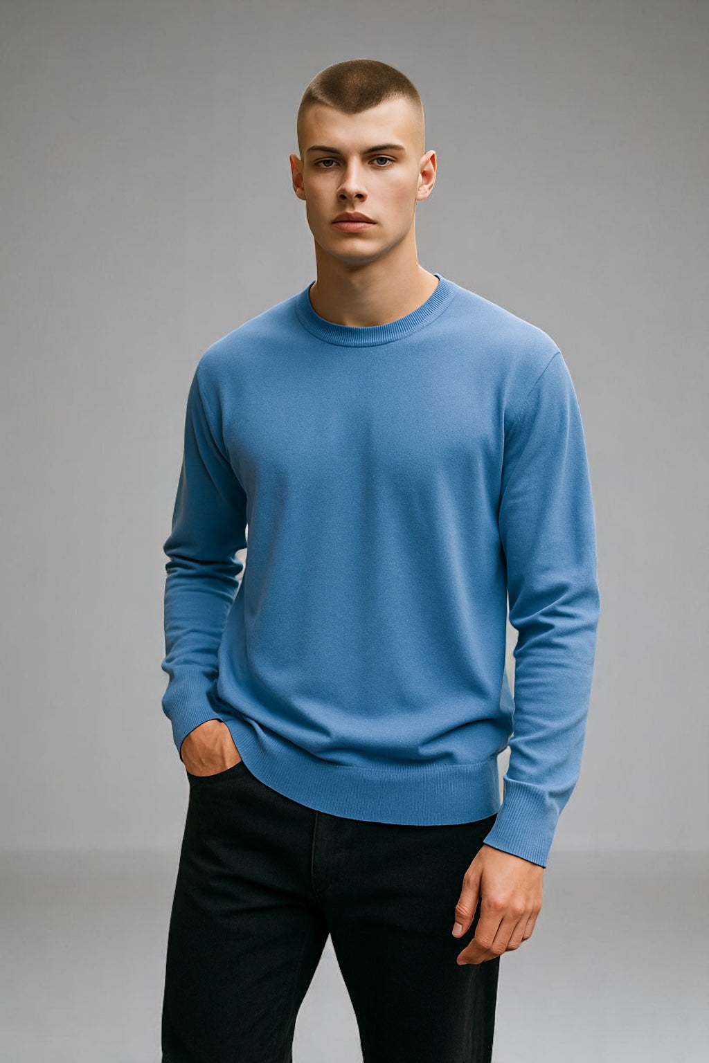 PURE MERINO FINE KNIT ESSENTIAL CREW PULLOVER BRIDGE & LORD