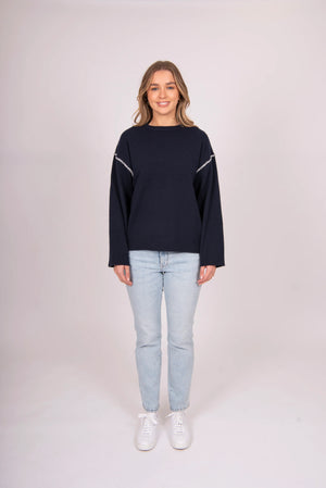 Bella - Hand Stitch Trims Pullover