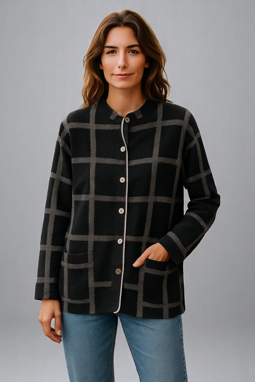 Bella Cardigan with Pockets mock neck available in small only