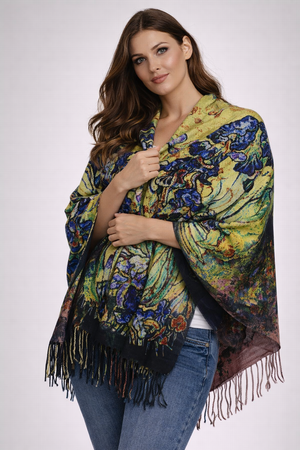 Luxury Pure Cashmere Scarf / Shawl Oil Painting Pattern