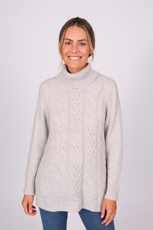 Roll Neck Cable Long Pullover