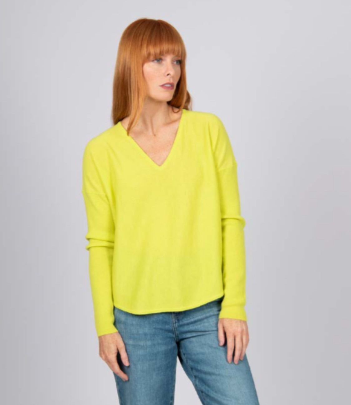 curve hem short style v neck cashmere merino wool pullover