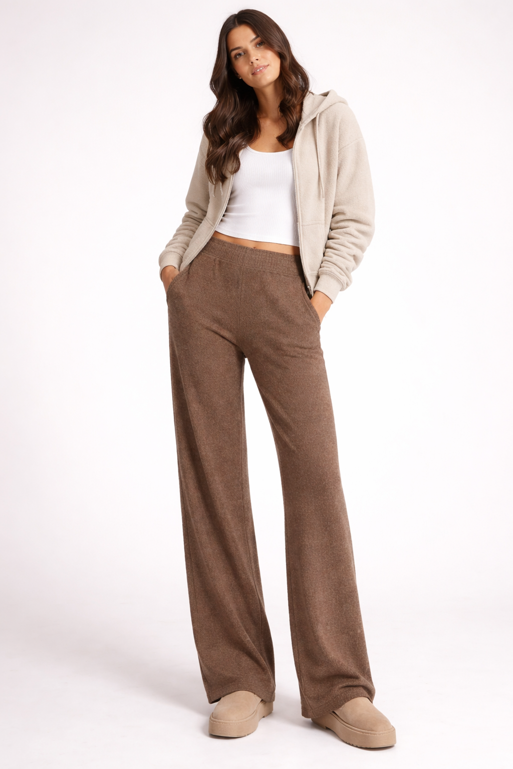 PURE CASHMERE PANTS WIDE LEG