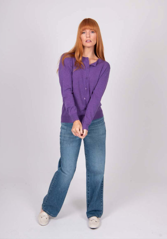 KATE BUTTON TO NECK CARDIGAN BRIDGE & LORD CASHMERE / MERINO