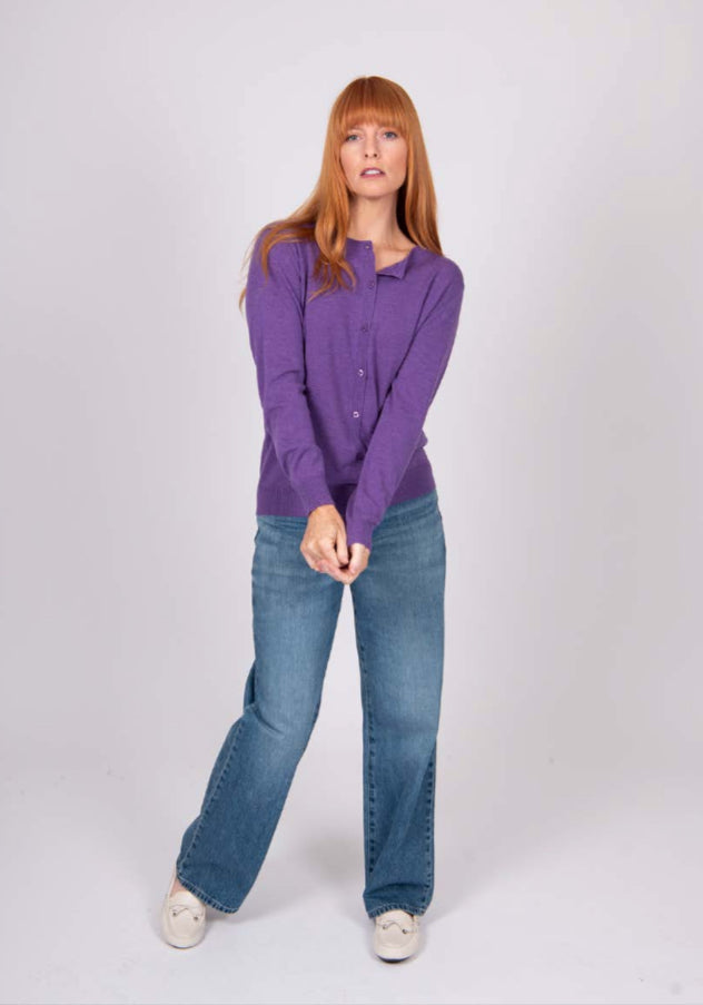 KATE BUTTON TO NECK CARDIGAN BRIDGE & LORD CASHMERE / MERINO