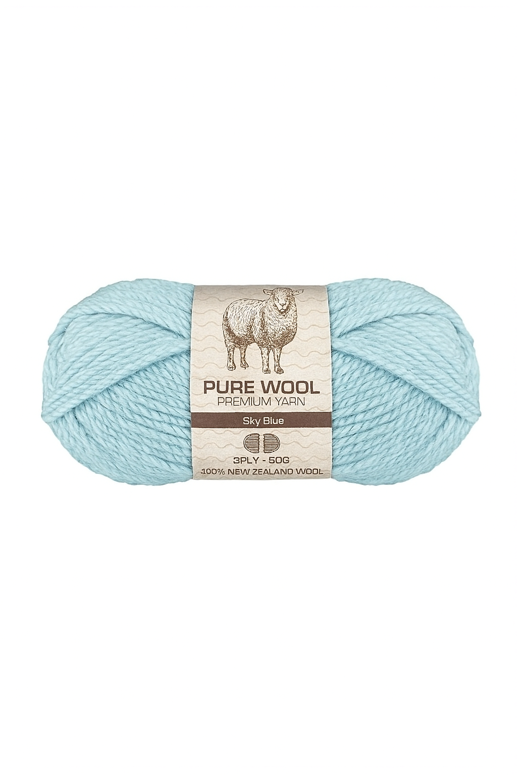 3Ply Pure Wool 50g Sky Blue
