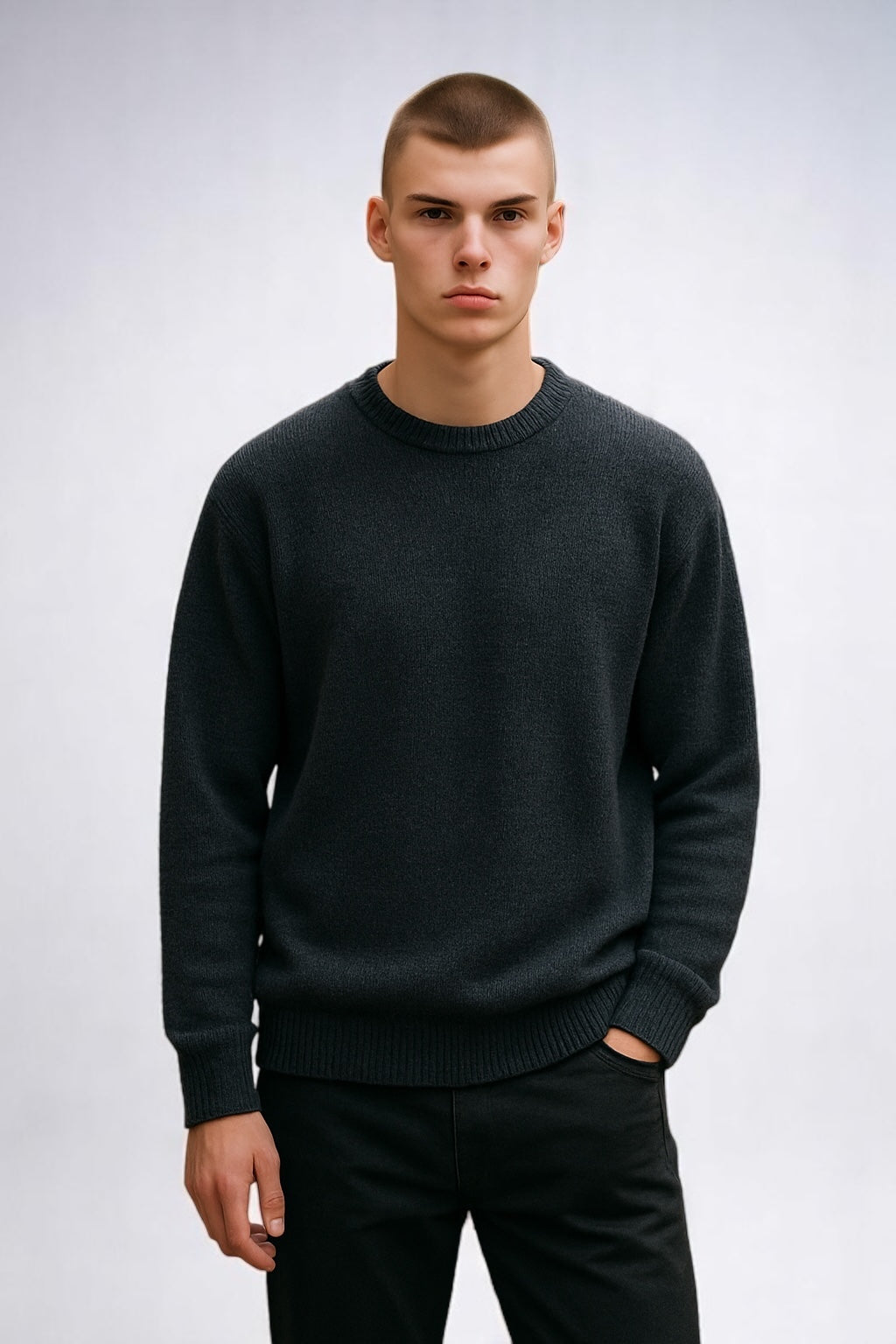 ANSETT Pure wool Fishermans Rib Knit round neck jumper