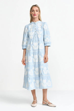 RICH & ROYAL HEART EMBROIDERED MAXI DRESS