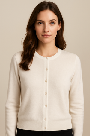 PURE CASHMERE CREW CARDIGAN