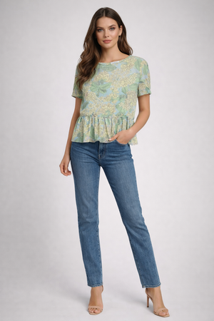 RICH & ROYAL FLORAL PRINTED SHORT SLEEVE