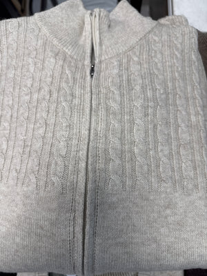 ANSETT GOLD FULL ZIP HALF CABLED WiTH LINED POCKETS