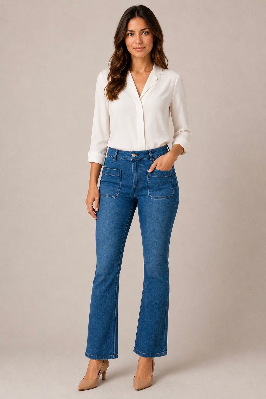 IVY Copenhagen Johanna earth swan Kick flare wash denim jeans