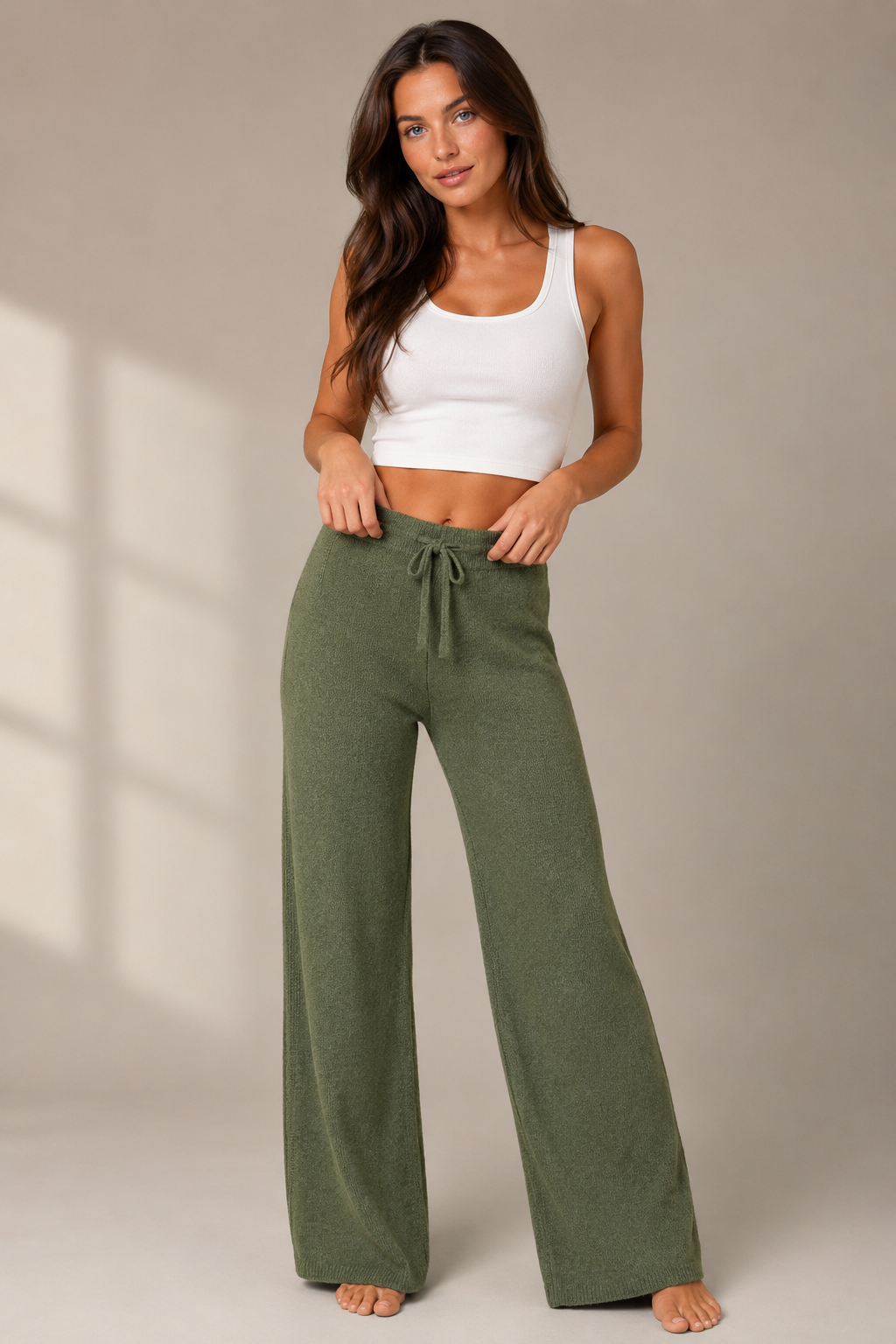 BELLA DAHL CABLE STRIPE STRAIGHT LEG PANT