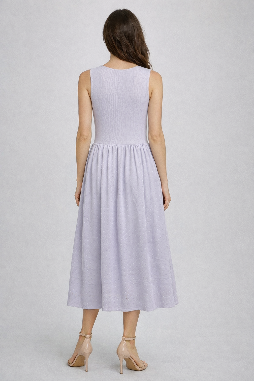 Bella Dahl mixed crew neck midi dress pure cotton