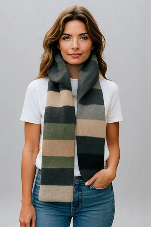 Rainbow Stripes Merino/Mohair Scarf Men And Women